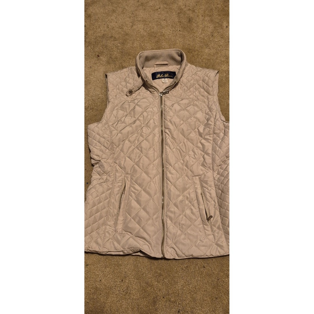 Blu Rain Women's Quilted‎ Vest S Beige Lightweight Zip Front Pockets